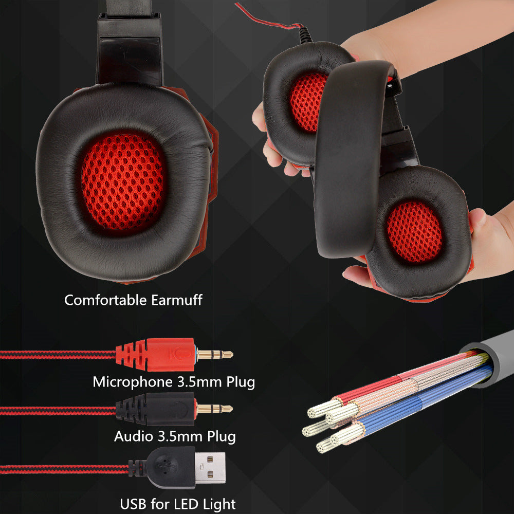 Gaming Headset with LED for Esports and PC Use
