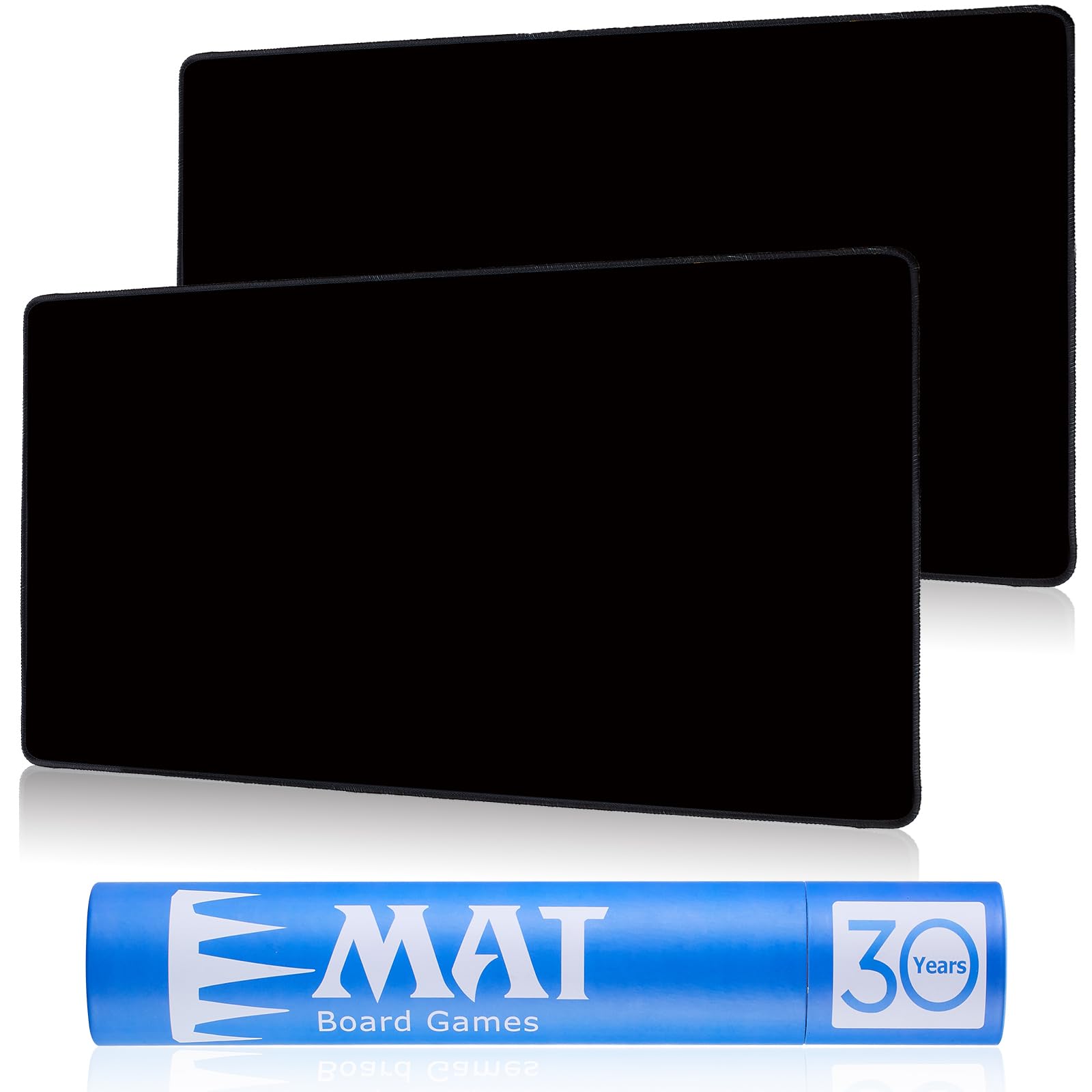 Biouai MTG Playmat for TCG Card Playing Game - 2Pcs Black Stitched Play Mat with Tube for Cards Gameplay MTG Yugioh Magic The Gathering (24 x 14 inch)