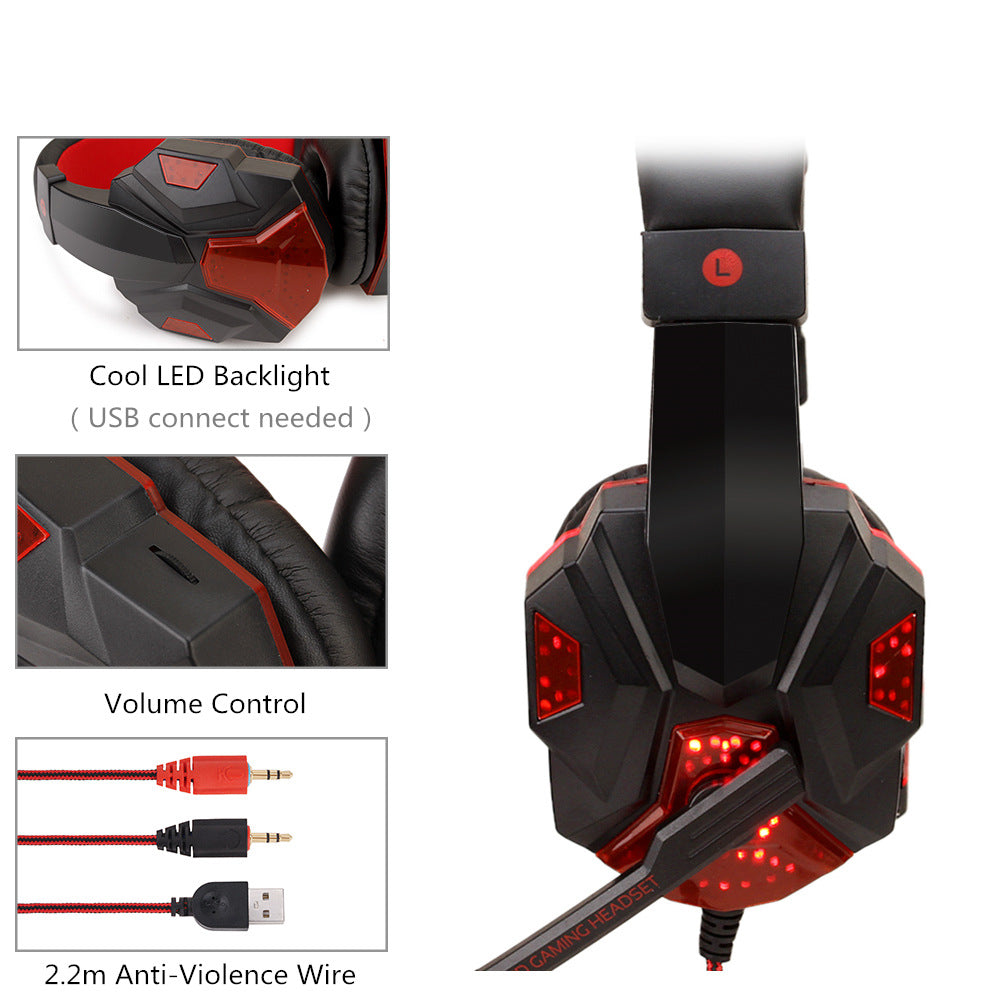 Gaming Headset with LED for Esports and PC Use
